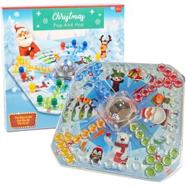 Christmas Pop and Hop Dice Popping Family Board Game – Festive Race Around the Board Game for Kids & Adults – for 2-4 Players Aged 6+