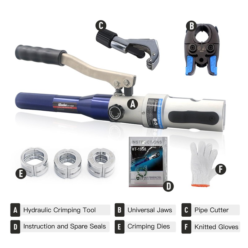 iGeelee Hydraulic Copper Pipe Press Tool for Viega ProPress Fittings
