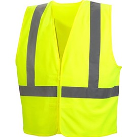 Pyramex Safety Hi-Vis Safety Vest with Reflective Tape, Hi-Vis Lime, Medium