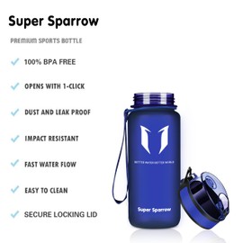 Super Sparrow Drinking Bottle - Tritan Water Bottle - 350 ml & 500 ml & 750 ml & 1000 ml - BPA-Free - Ideal Sports Bottle - Quick Water Flow, Sport, Water, Bike