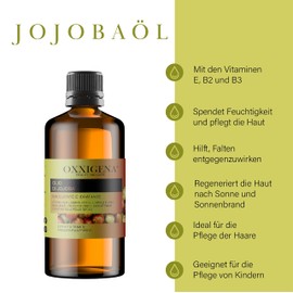 Oxxigena - 100% Pure Jojoba Oil, 1000 ml Pack, Cold Pressed, Moisturises and Nourishes the Skin, Gives Hair Shine, Vegan and GMO-Free