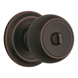 BRINKS - Stafford Privacy Locking Door Knob Set Bedrooms Bathrooms, Tuscan Bronze - Easy Lockset Modern Indoor Decor Hands-Free Bedroom Bath Door Knob