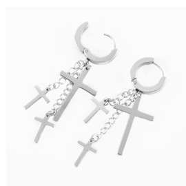 SBI Jewelry Three Crosses Silver Dangle Earrings for Women Men Boys Girlfriends Boyfriends Brother Sister Niece Cousin Stainless Steel Trendy Family Birthday Anniversary Mothers Day