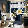 Navy Blue Bathroom Sets with Hookless Shower Curtain and Rugs