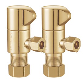 Angle Stop Valve 1/2" Nominal (5/8'' OD) Comp x 3/8'' OD Comp 1/4 Turn Chrome Brass Angle Valve Water Shut Off Valve Faucet Valve (2 Pack)