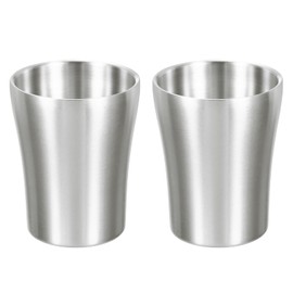 uxcell 2 Pcs 304 Stainless Steel Cup, 9.46oz/280ml Double Wall Water Cup Shatterproof Metal Drinking Tumbler for Bar Restaurant Silver