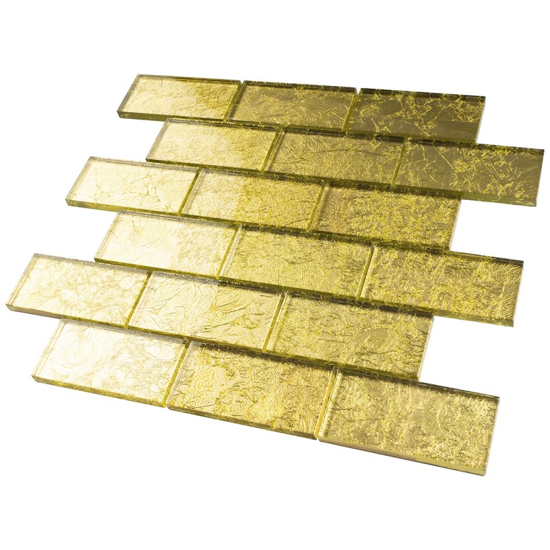 TGKG-01 Gold 2x4 Glass Mosaic Tile Sheet Subway Tile -Kitchen