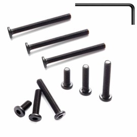 1/4-20 x 3 Flat Head Socket Head Crib Screws Furniture Bolts Countersunk Connector Screws, 1/4-20 Bolts,Carbon Steel, Black Oxide, Fully Threaded, 15 PCS(with Hex Spanner)