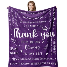 Henazin Thank You Gifts For Women/Men, Purple Gift Blanket 60"X50", Employee Appreciation Gifts, Farewell Gifts For Coworkers/Friends, Inspirational Gifts For Women, Christmas Birthday Gifts For Women