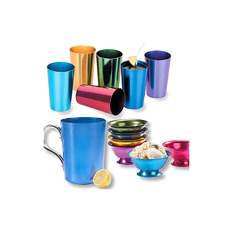 RETRO ALUMINUM TUMBLERS NON BREAKABLE CUPS SET OF 6