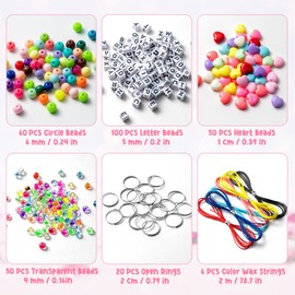 WATINC 286Pcs DIY Keychain Making Crafts Kits Adjustable Letter Heart Shape 6mm Pony Transparent Beads Key Ring Bag Charm Bracelet Supplies Jewelry Accessories Holiday Party Favor for Women Men