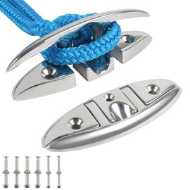 ORLANG 316 Stainless Steel Boat Cleats 5 Inch, Marine Grade Dock Cleats with Stainless Steel Bolts Fastener, Boat Dock Cleats Folding Dock Cleats for Deck and Boat (2 Pack)