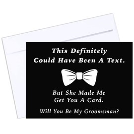 Teling 8 Pieces Groomsmen Proposal Cards 7 Pieces Will You Be My Groomsman Funny Cards and 1 Piece Will You Be My Best Man Card with Envelopes for Wedding Supplies, 5 x 7 Inch (White Font)