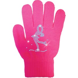 ChloeNoel Ice Skating Gloves - GV22 (Mini Lay-Back Skater Crystals (Fuchsia,Junior)