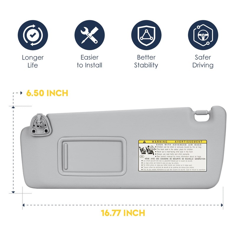 Left Driver Side Sun Visor Fit for Toyota Highlander 2004