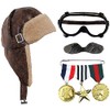 Adults 1940s Aviator With War Medals Grey Moustache And Pilot