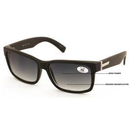 V.W.E. Large Men Progressive Bifocal Reading SunGlasses - UV400 Protection Reader - No Line Or Bubble - Squar Sport (Black/Black, 1.75, x)