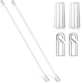 Yookeer Window Shade Wand, 16 Inch Plastic, Clear, Set of 6 Including Replacement Rods, Handles, Hooks for Cordless Blinds