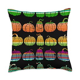 Autumn Vibes Apparel & Gifts Vintage Pumpkin Collage-Autumn Colors Serape Blanket Art Throw Pillow, 18x18, Multicolor