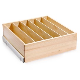 Mulush Pull Out Cabinet Organizer with Divider, 23''W×21''D×7''H Soft Close Wood Drawer for Kitchen Pantry, Finished, Heavy-Duty, Bottom Assembly (Wood Drawer Part Width is 22'')