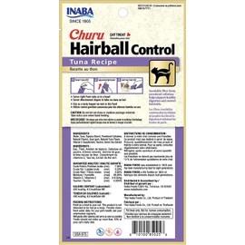 INABA Churu for Cats, Functional, Creamy Lickable Purée Cat Treat for Hairball Control with Taurine & Vitamin E, 0.5 Ounces Each, 12 Tubes (4 per Pack), Tuna Recipe