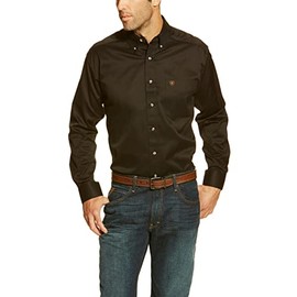 ARIAT Solid Twill Fitted Shirt, Black, X-Large