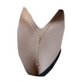 Yrolrorh Boho Crystal Pendant Necklace Gold Chain Lariat Rhinestone Drop Pendant Crystal Wedding Y Necklace Charm Fashion Jewelry Gift for Women (Gold)