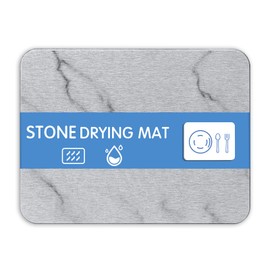 Stone Drying Mat for Kitchen Counter,Dish Drying Mats for Multiple Usage for Cups Dishes Bottles Heat-resistant 16 inch x 12 inch Light Gray-Marble