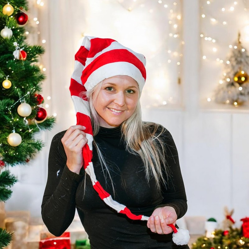 Ciffre Set of 2 Long Christmas Hats Santa Hat White