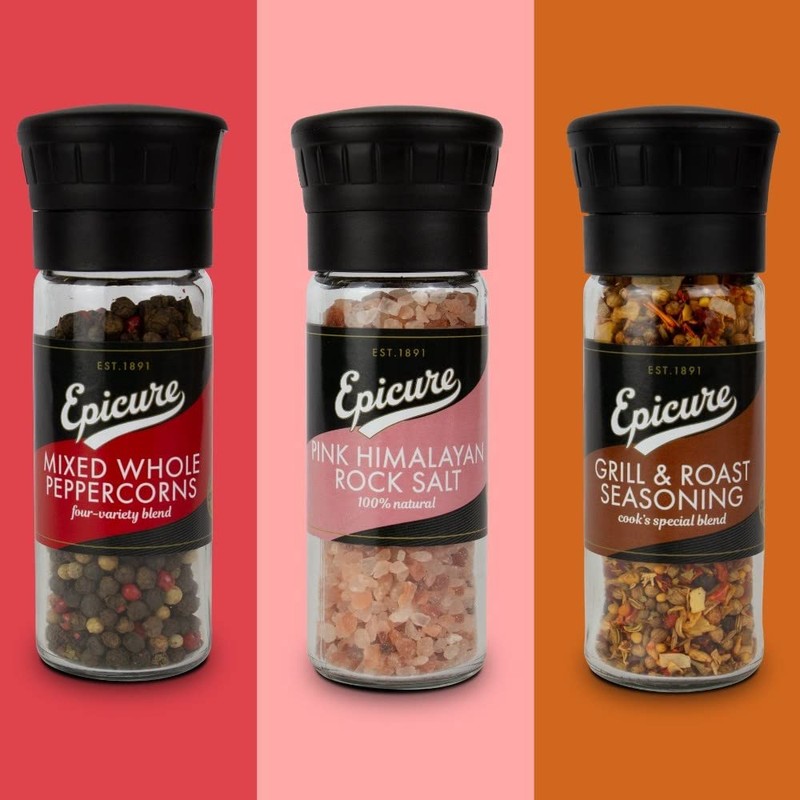 Epicure Pink Himalayan Rock Salt, Freshly Ground Seasoning Grinders, 320