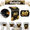 80th Birthday Table Runner Black Gold 72 Inch Long Happy