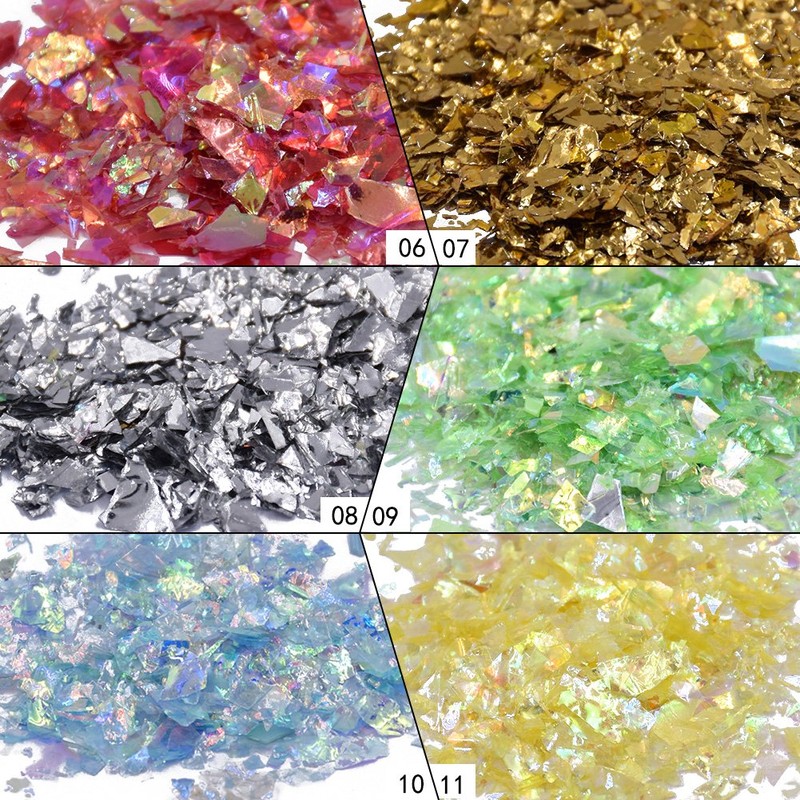 YESLADY Nail Art Glitter Mylar Slice Irregular Sequin Glass Piece