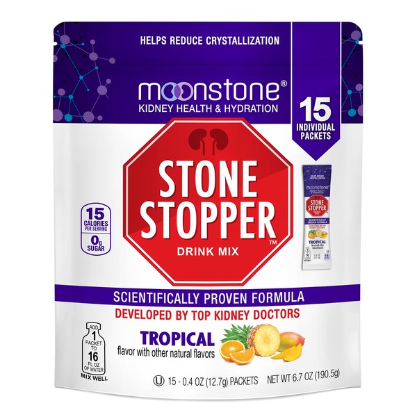 Kidney Stone Stopper Drink Mix Tropical Flavor, Outperforms Chanca Piedra & Kidney Support Supplements, Developed by Urologists to Prevent Kidney Stones and Improve Hydration, 7 Day Supply