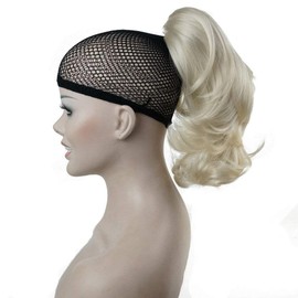 Lydell 12" Dual Use Straight Curly Styled Clip In Claw Ponytail Hair Extension Synthetic Hairpiece 125g with a jaw/claw clip (613A Light Blonde)