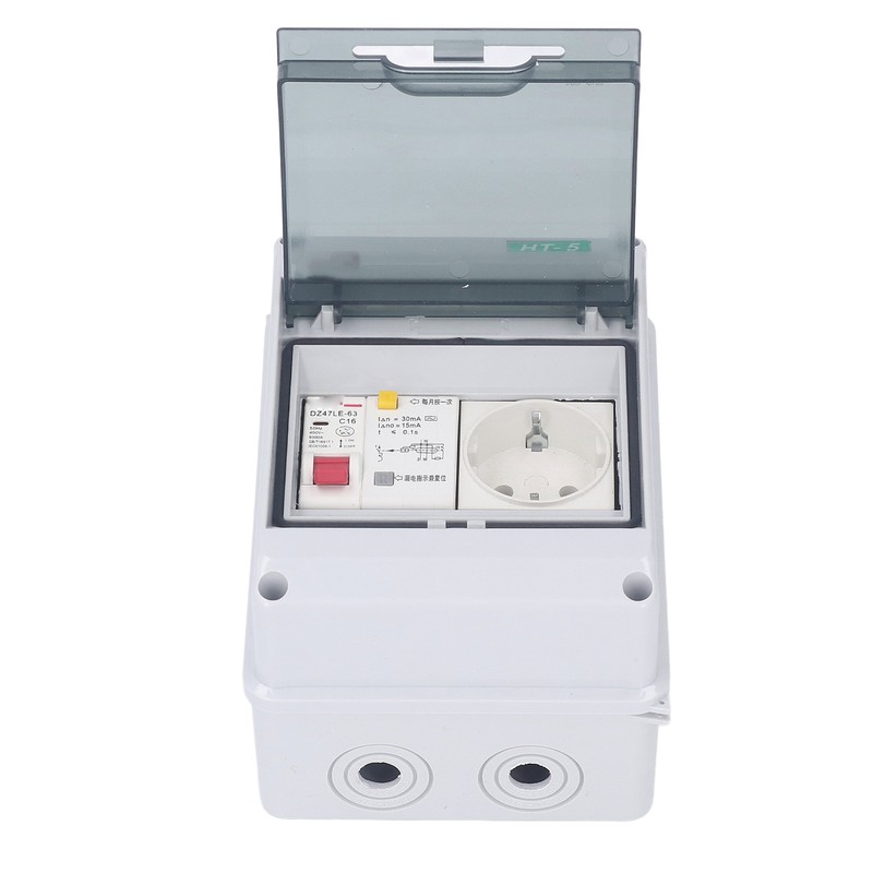 Circuit Breaker Box Waterproof 2 Holes EU Socket 250VAC Power