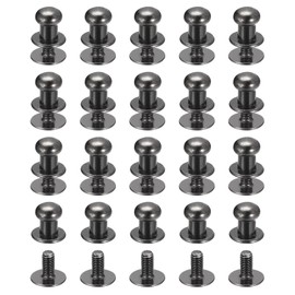 sourcing map 6mm Ball Head Stud Rivets Screw Back, 20Pack Round Head Button Nipple Rivet for DIY Leather Craft Handbag Belt, Metallic Black