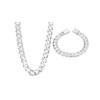 Sterling Silver Cuban Link Chain Necklace and Bracelet Set, Heavy