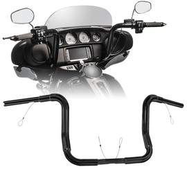 10 Inch Rise 1 1/2" 1986-2023 Street Glide Handlebars Classic Round, Black