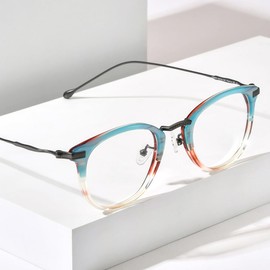 FONEX Acetate Titanium Glasses Frame Men Square Eyeglasses Women Vintage Optical Eyewear F85786 (F85845 Grey, Clear)