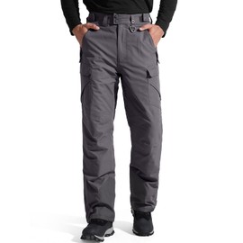 FREE SOLDIER - Pantalones impermeables con aislamiento de nieve para hombre, pantalones de esquí de invierno, con bolsillos con cierre (gris, talla L (38-40)/32L)
