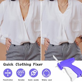 Quick Clothing Fixer for Clothes, Clothing Tagging Gun, Quick Sing Tool with 2 Needles,1500 Black & 1500 White Fasteners,Purple