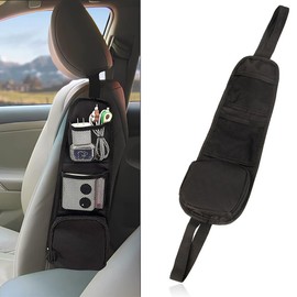 WeddHuis Multifunctional Car Seat Hanging Bag with Multiple Pockets for Truck, Van, SUV, Foldable Car Storage Bag, Mesh Pockets, Car Seat Side Organiser, Car Organiser (Black)