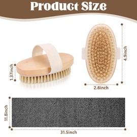 Dry Body Brush African Net Sponge Exfoliating Bath Brush Set Long Bath Net Sponge Natural Boar Bristle for Lymphatic Drainage Cellulite Treatment and Skin Smoothing