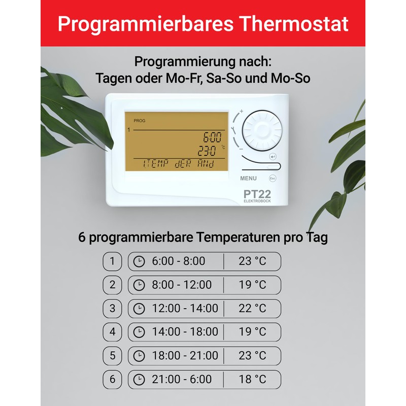 PT22 Electric Bock Digital Room Thermostat,