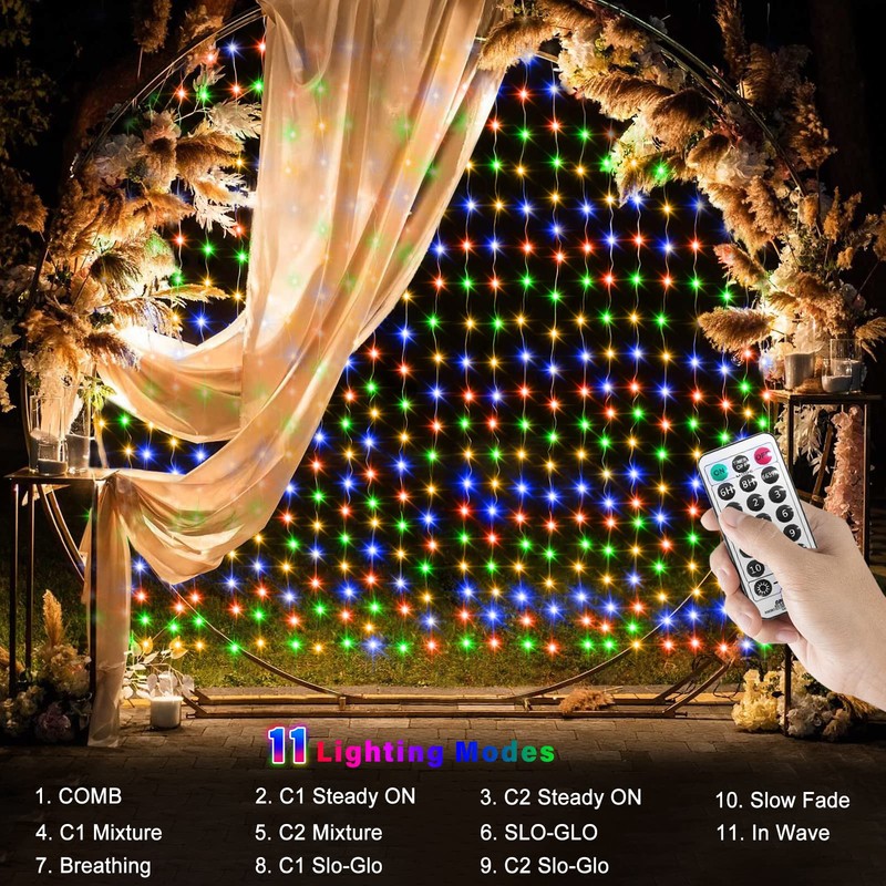 echosari 600 LED Curtain Lights Plug in, 20Ft x 10Ft
