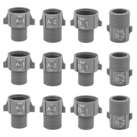 12pcs Water Pipe Interface Converter, Water Line Adapter Hose Stop Valve Adapter Pipe Conversion Connector Compatible with 1/2" NPT to 5/8" NPT 1/2" NPT to 3/4" NPT Male to Female