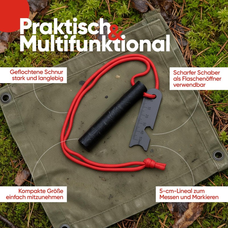 EVOCAMP Outdoor Fire Steel 8 cm, Heavy Duty Fire Starter,