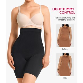 Nebility Tummy Control Shapewear for Women Butt Lifting Shapewear High Waist Body Shaper Shorts Seamless Thigh Slimmer(Black,Large)