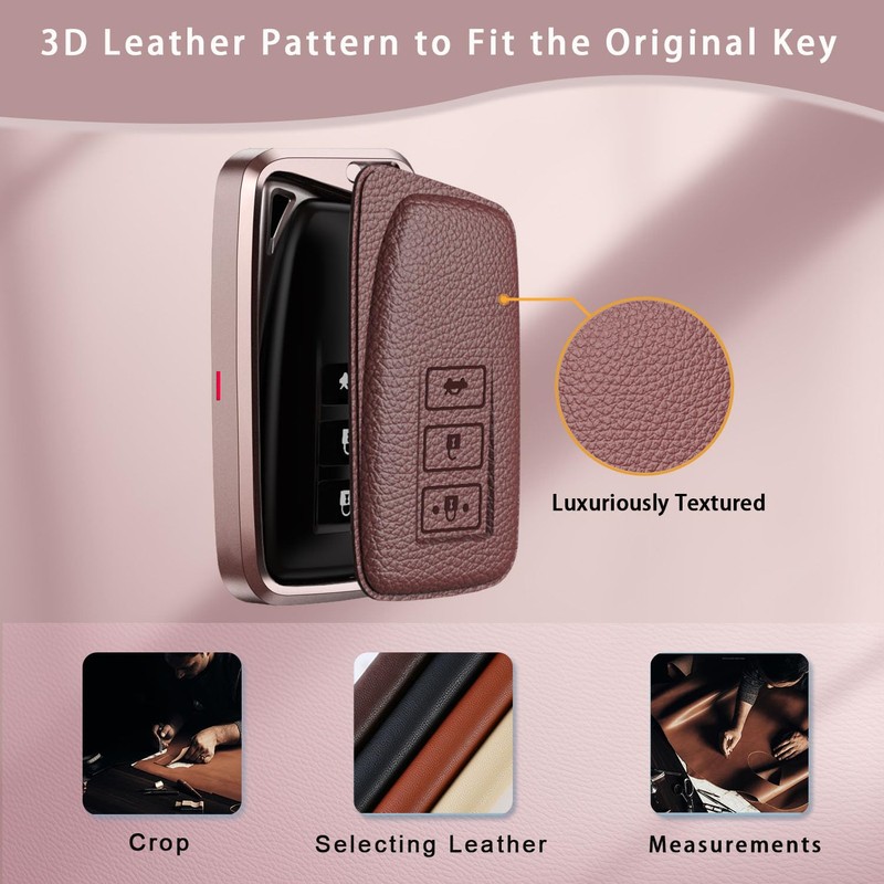 for Lexus Key Fob Cover, Premium Aluminum and Leather Protective