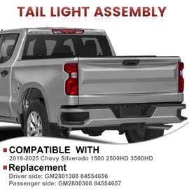 CONLLCON Tail lights Assembly Compatible with 2019-2025 Chevy Silverado 1500 2500HD 3500HD,Rear Light Taillights Replacement for GM2801308 84554656 GM2800308 84554657